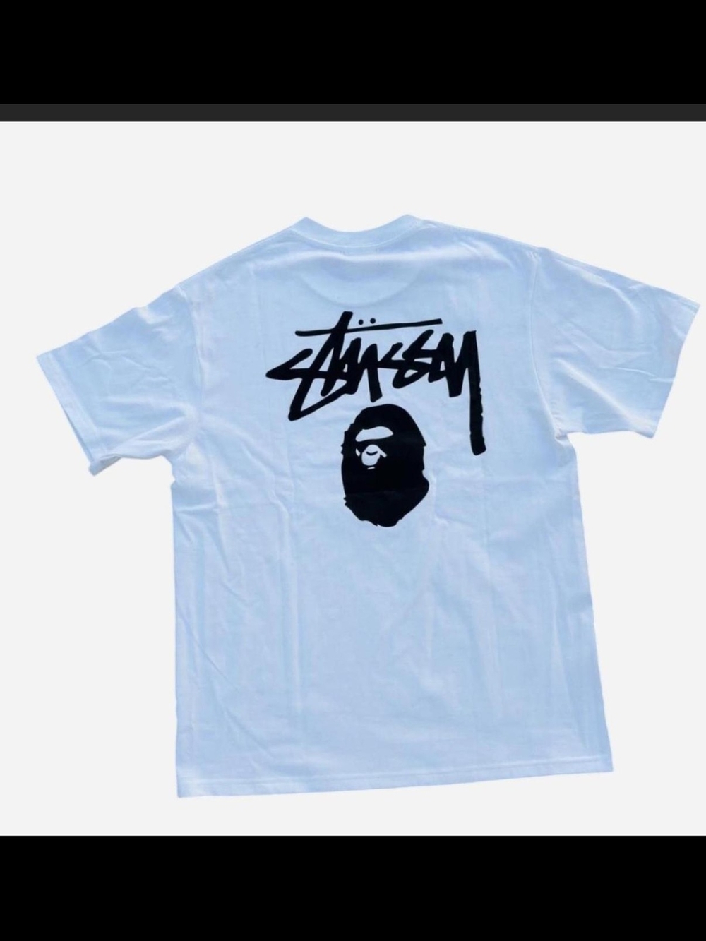 White Back Stussy Bape Collab Mens Shirt XL